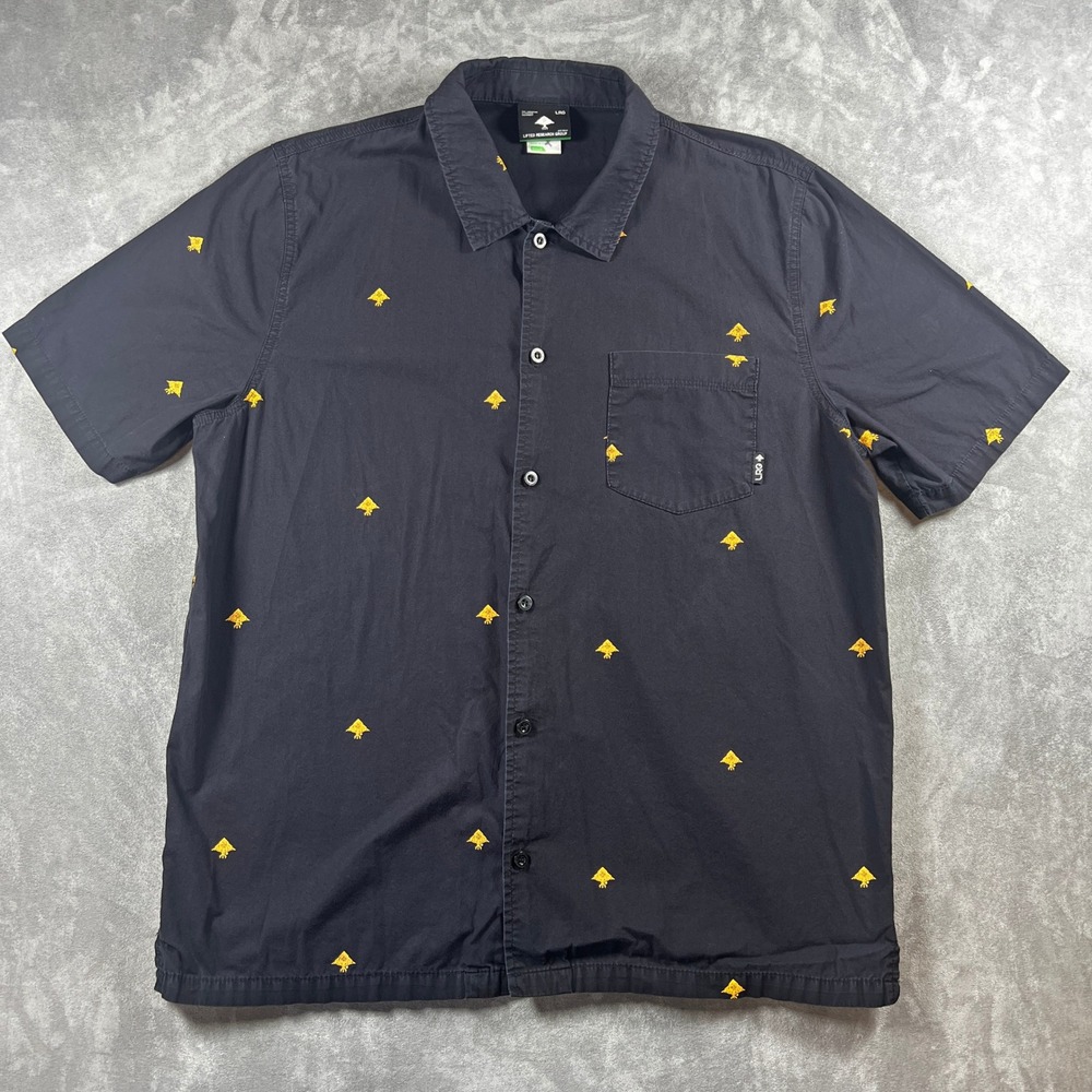 Y2K Men's LRG Lifted Research Group Button Up Short Sleeve Shirt Tree Logo